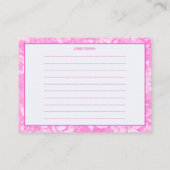 PInkフローラブライダルシャワーレシピ エンクロージャーカード (裏面)