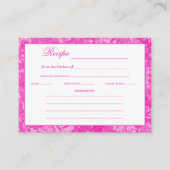 PInkフローラブライダルシャワーレシピ エンクロージャーカード (正面)