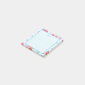 Pinkフローラ鮮やかOn Mint名前をカスタムするTo Doリスト ポストイット (アングル)