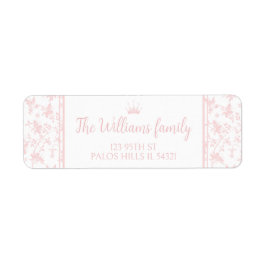 PInkプリンセスフローラルパターン差出人住所ラベル ラベル