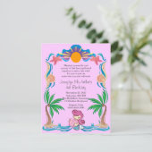 PInkプリンセスマーメイド誕生日パーティーの招待 招待状 (スタンド正面)