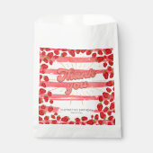 PInkホワイトフローラサンキューレッドストロベリーパーティー フェイバーバッグ (正面)