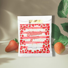 PInkホワイトフローラサンキューレッドストロベリーパーティー フェイバーバッグ