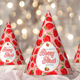 PInkレッドストロベリーファースト誕生日ベリーファースト パーティーハット