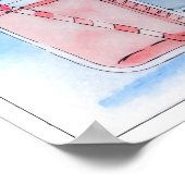 PInkレモネードメイスンジャール水彩色 ポスター (角)