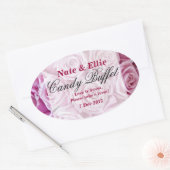 PInkローズキャンディビュッフェステッカー 楕円形シール (封筒)