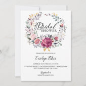 PInkローズリースブライダルシャワー 招待状 (正面)