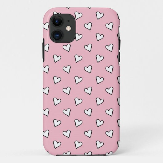 PInk上のリトルホワイトハート Case-Mate iPhoneケース (裏面)