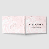 PInk大フェイク理石結婚のゲストブック ゲストブック (全面)