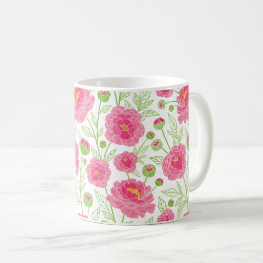PInk牡丹パターン コーヒーマグカップ (正面右)