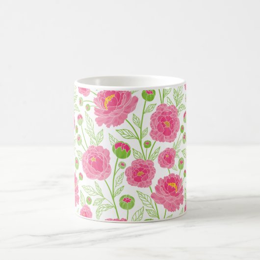 PInk牡丹パターン コーヒーマグカップ (中央)