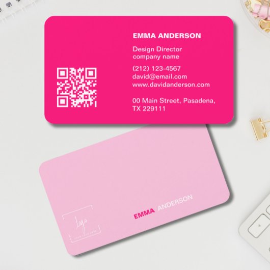 PINK ガーリー Qrコードプロフェッショナルのビジネスロゴ 名刺