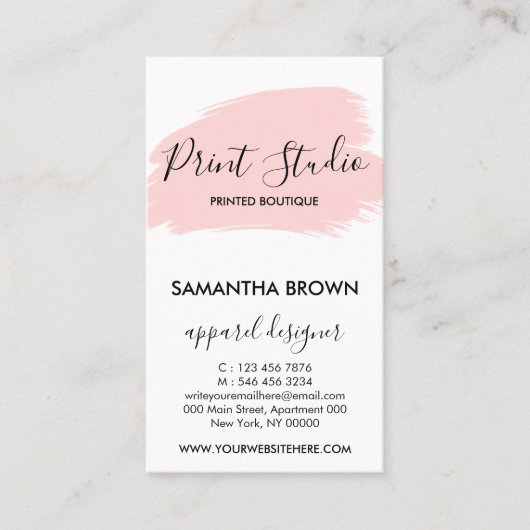 Pink モダン Instructions気に Customizable Logo 名刺 (正面)