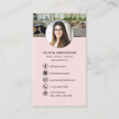 Pink 実在 Estate Agent Photo Logoソーシャルメディア 名刺 (正面)