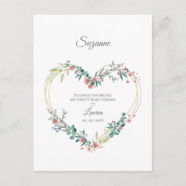 Pink 感謝してい Your Friendsのフローラハート ポストカード