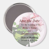 Pink 淡い色の Geranium日付の保存 マグネット (正面/裏面)