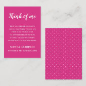 Pink 考え Of Meお祝い・オブ・ライフ・キャンドル プレイスカード (正面/裏面)