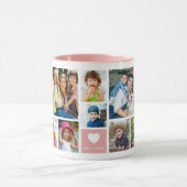 Pink 12 Family Photo Collage Quote Monogrammed  マグカップ (中央)