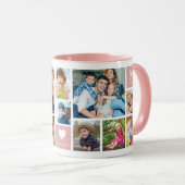 Pink 12 Family Photo Collage Quote Monogrammed  マグカップ (正面右)