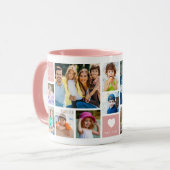 Pink 12 Family Photo Collage Quote Monogrammed  マグカップ (正面左)