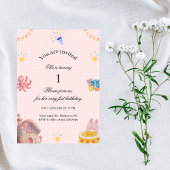 Pink 1st Birthday Invitation  招待状