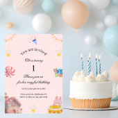 Pink 1st Birthday Invitation 招待状