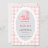 Pink 1st Rodeo Birthday Party  招待状 (正面)