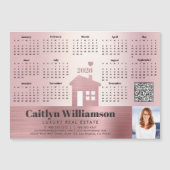 Pink 2026カレンダー不動産仲介業者写真QRコード磁石 (正面)