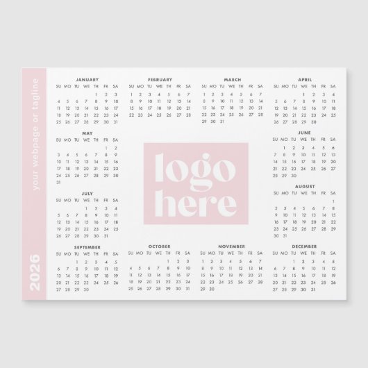 Pink 2026 Business Logo Magnetic Calendar (正面)