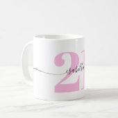 Pink 21st Birthday Gift コーヒーマグカップ (正面左)