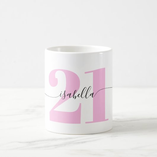 Pink 21st Birthday Gift コーヒーマグカップ (中央)