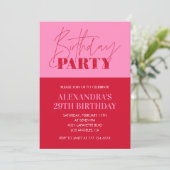 Pink 29th birthday invitations Birthday Party 招待状 (スタンド正面)