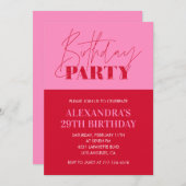 Pink 29th birthday invitations Birthday Party 招待状 (正面/裏面)