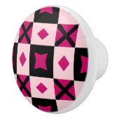 Pink 3 tone checkered door pull セラミックノブ (右)