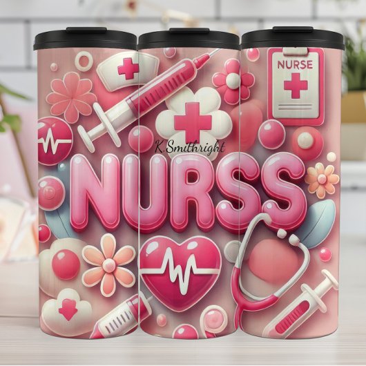 Pink 3D Nurse Medical Collage タンブラー