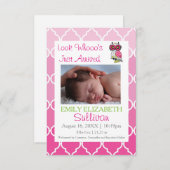 Pink-3x5出生の告知が届いた方を見てください。 案内状 (正面/裏面)