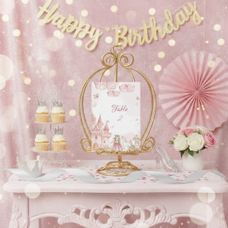  Pink 4th Royal Princess Castle Birthday Party  テーブルナンバー