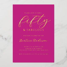 Pink 50 and Fabulous Birthday Gold