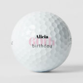 Pink 60th Birthday Custom Name   Titleist Pro V1 ゴルフボール (正面)