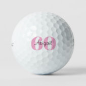 Pink 60th Birthday Script Name Titleist Pro V1 ゴルフボール (正面)
