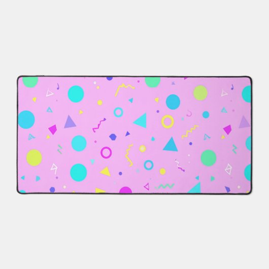 Pink 80s Memphis Geometric Pattern デスクマット (正面)