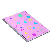 Pink 80s Memphis Geometric Pattern ノートブック (右側)