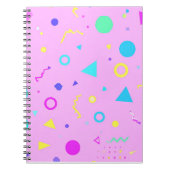 Pink 80s Memphis Geometric Pattern ノートブック (正面)