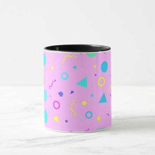 Pink 80s Memphis Geometric Pattern マグカップ (中央)