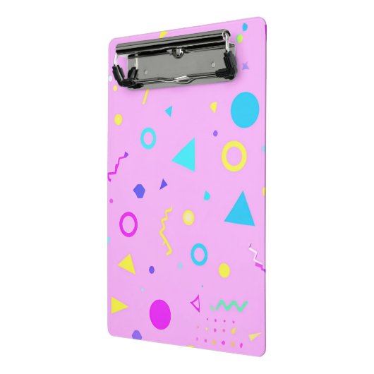 Pink 80s Memphis Geometric Pattern ミニクリップボード (アングル2)