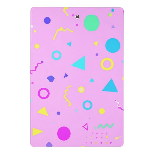 Pink 80s Memphis Geometric Pattern ミニクリップボード (裏面)