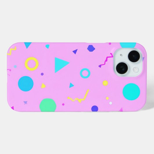 Pink 80s Memphis Geometric Pattern Case-Mate iPhoneケース (裏面 (横))