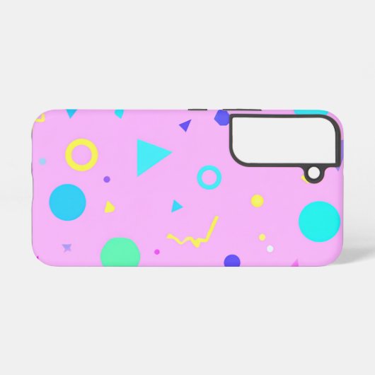 Pink 80s Memphis Geometric Pattern Samsung Galaxyケース (裏面横)