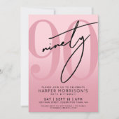 Pink 90th Birthday Party 招待状 (正面)