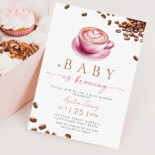 Pink A Baby is Brewing Coffee Bean Baby Shower 招待状